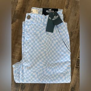 NWT Hollister Blue Checkered Cargo Pants